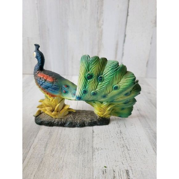 Peacock bird ceramic AS IS zoo rainbow home‎ decor figure - Picture 6 of 9